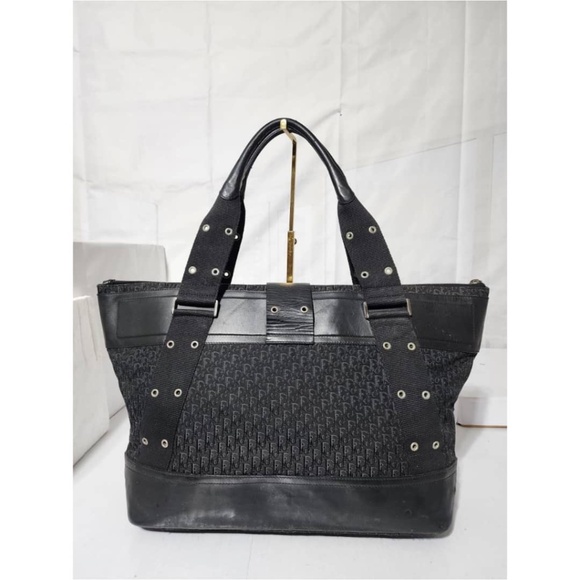 Authentic CHRISTIAN DIOR Vintage Canvas Diorissimo Tote Bag Black - Picture 3 of 5